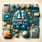 Illustration of AI budgeting tools with calculators, money, and financial icons for personal finance in 2026.